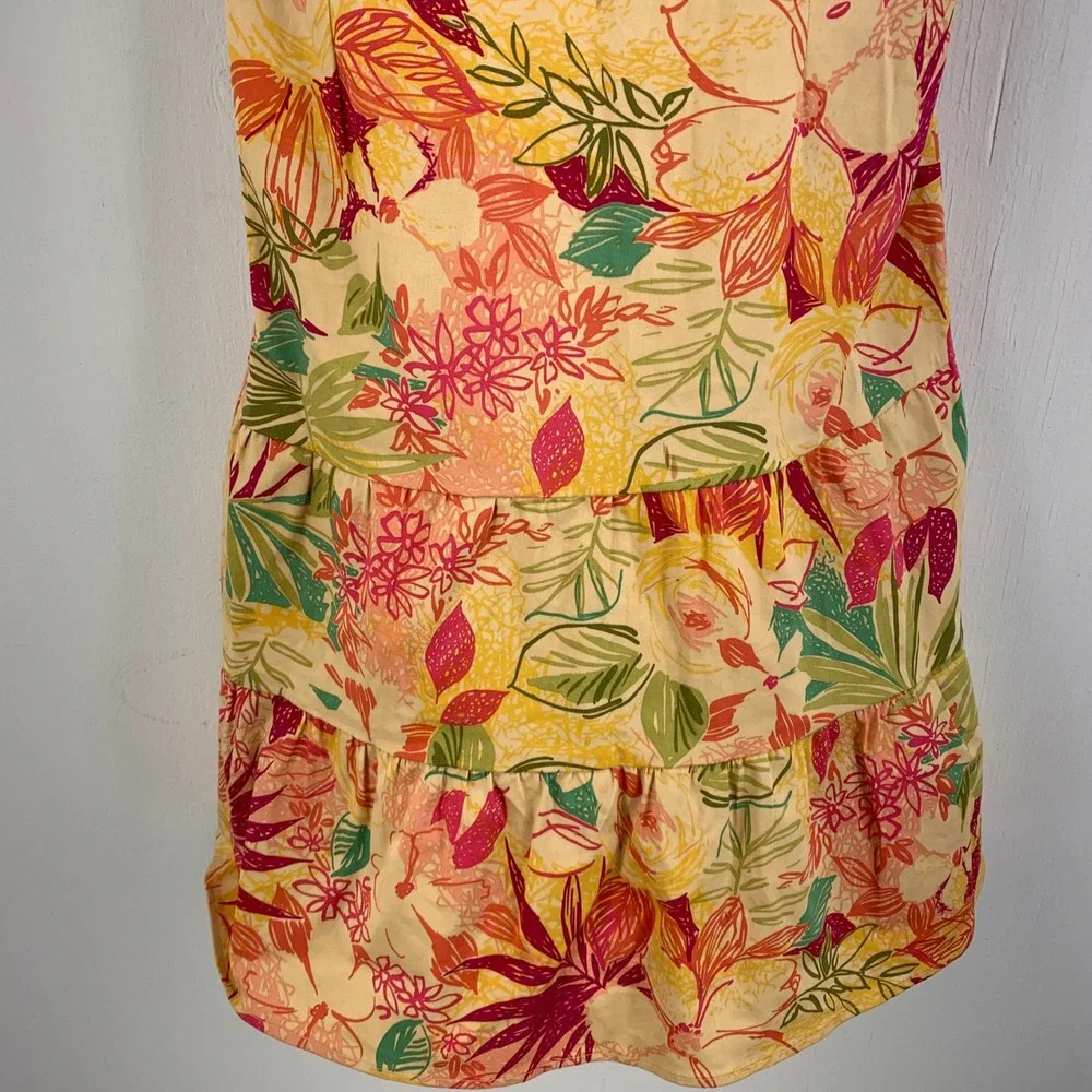 R&K Originals Womens 12 Tropical Floral Tiered Sun Dress Y2K 90s Resortwear